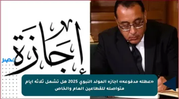 «عطلة مدفوعة» إجازة المولد النبوي 2025 هل تشمل ثلاثة أيام متواصلة للقطاعين العام والخاص